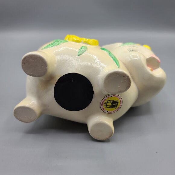 Fred Roberts San Francisco Taiwan Vintage Pig Piggy Bank Cream Yellow - Picture 6 of 11